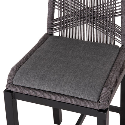 Bar Stool Medium Height Howard Hm5791.23 Aluminum In Black--dark Grey Rope 47.5x55x94.5hcm.