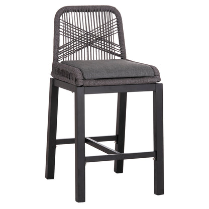 Bar Stool Medium Height Howard Hm5791.23 Aluminum In Black--dark Grey Rope 47.5x55x94.5hcm.
