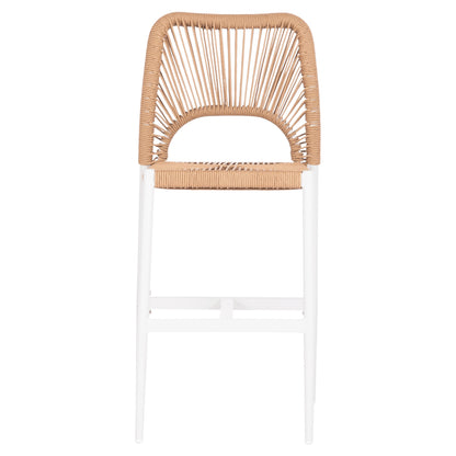 Bar Stool Medium Height Nojo Hm5920.01 White Aluminum--beige Synthetic Rattan 40x55.5x99hcm.