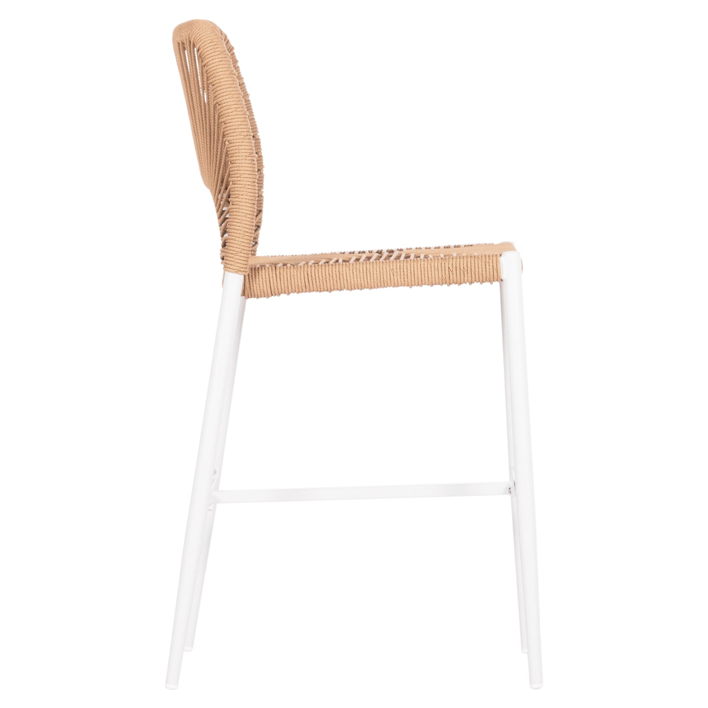Bar Stool Medium Height Nojo Hm5920.01 White Aluminum--beige Synthetic Rattan 40x55.5x99hcm.