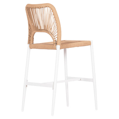 Bar Stool Medium Height Nojo Hm5920.01 White Aluminum--beige Synthetic Rattan 40x55.5x99hcm.