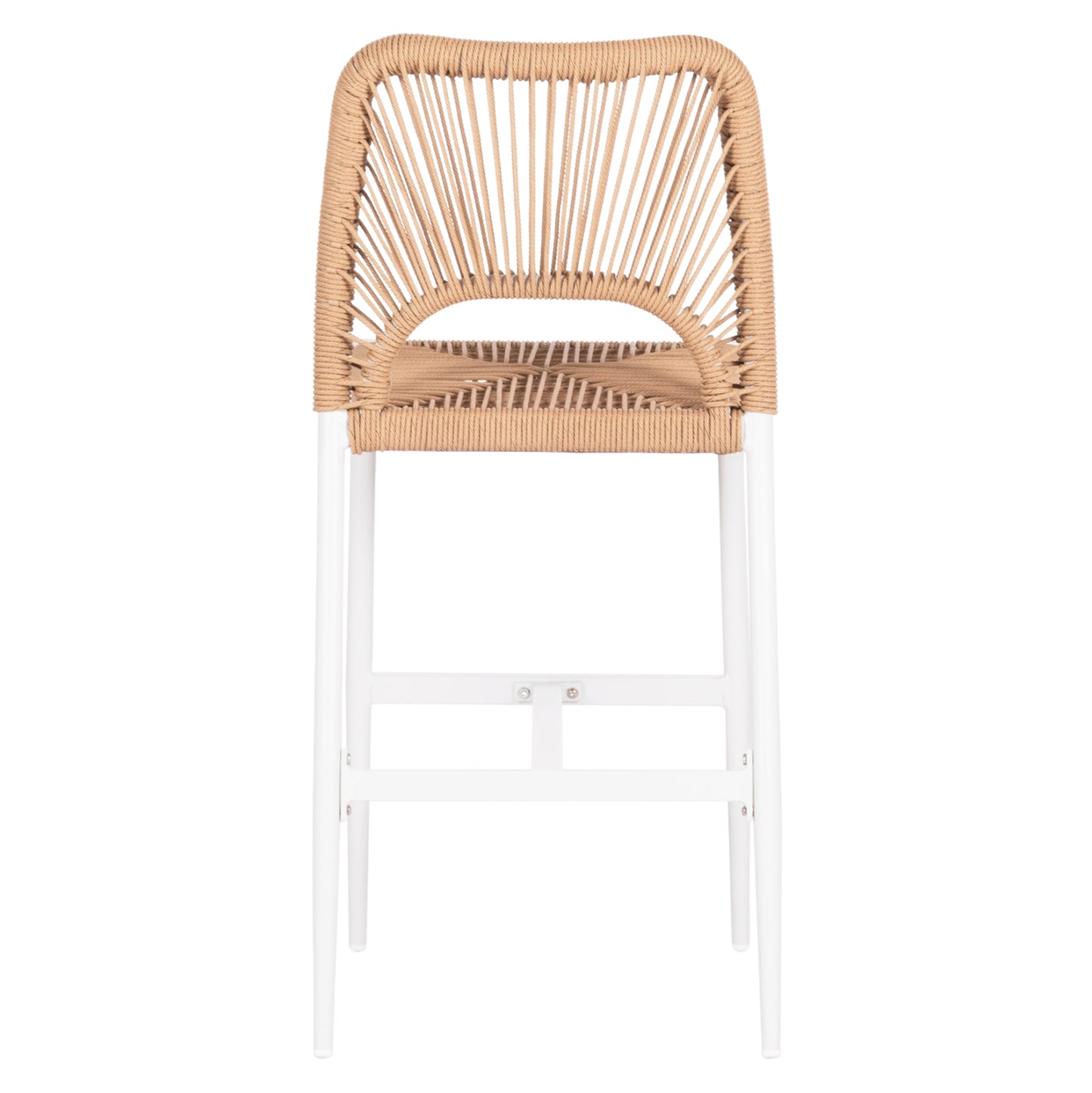 Bar Stool Medium Height Nojo Hm5920.01 White Aluminum--beige Synthetic Rattan 40x55.5x99hcm.