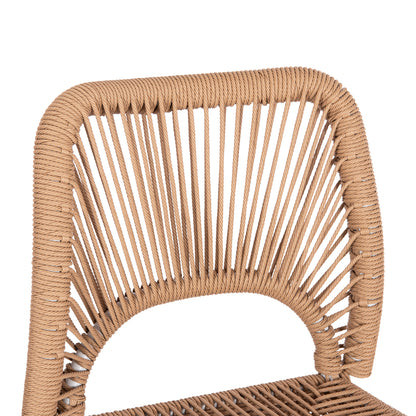 Bar Stool Medium Height Nojo Hm5920.01 White Aluminum--beige Synthetic Rattan 40x55.5x99hcm.