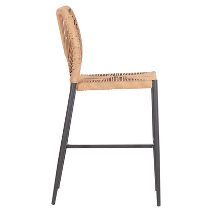 Bar Stool Medium Height Nojo Hm5920.02 Anthracite Aluminum--beige Synthetic Rattan 40x55.5x99hcm.