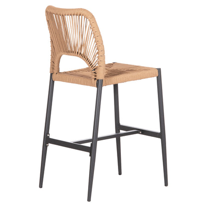 Bar Stool Medium Height Nojo Hm5920.02 Anthracite Aluminum--beige Synthetic Rattan 40x55.5x99hcm.