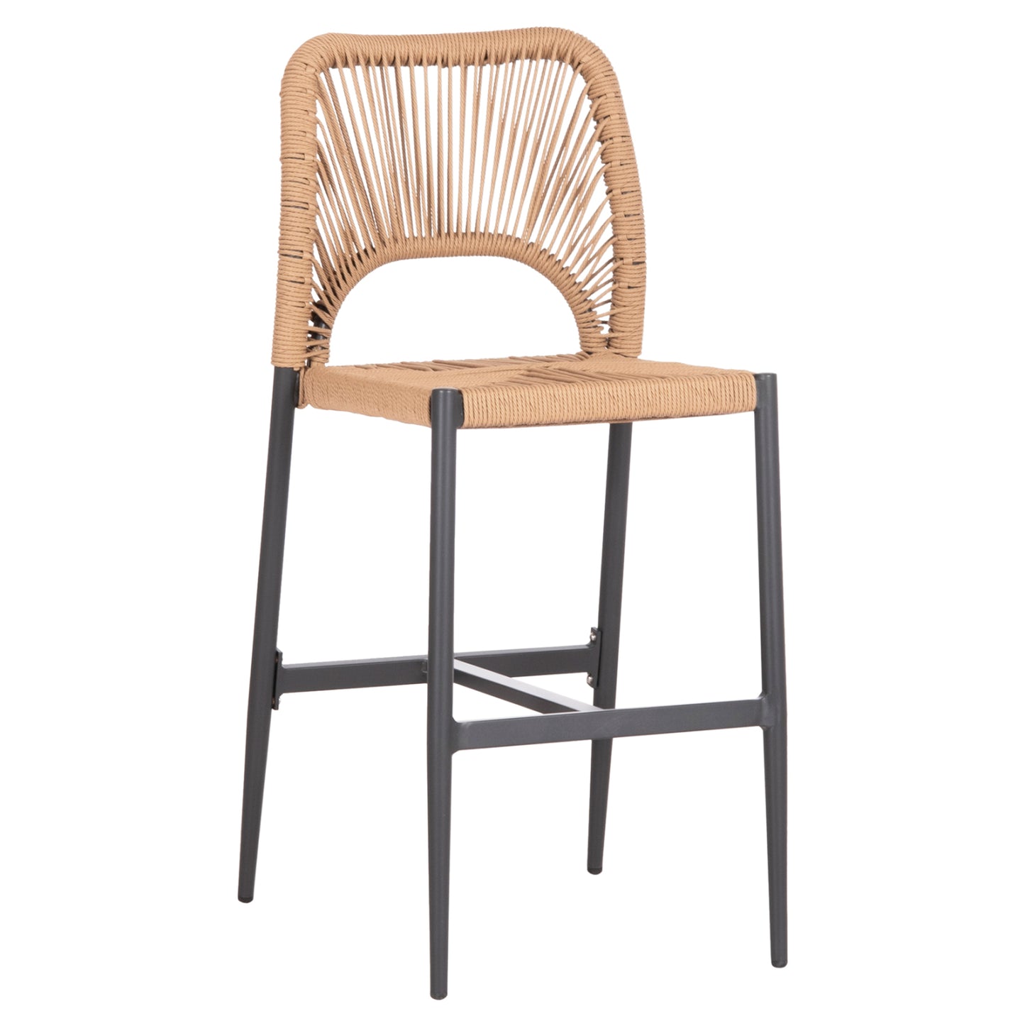 Bar Stool Medium Height Nojo Hm5920.02 Anthracite Aluminum--beige Synthetic Rattan 40x55.5x99hcm.