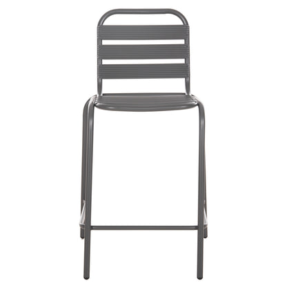 Bar Stool Medium Height Laura Hm6065.01 Metal Frame And Aluminum In Grey 58.5x58x104h Cm.