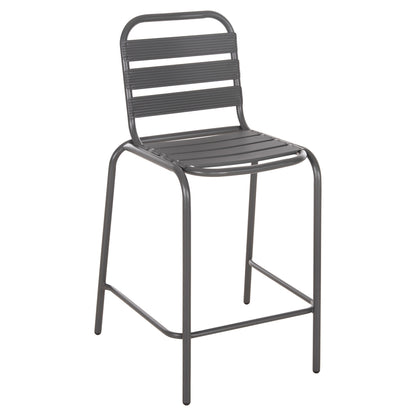 Bar Stool Medium Height Laura Hm6065.01 Metal Frame And Aluminum In Grey 58.5x58x104h Cm.