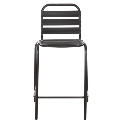Bar Stool Medium Height Laura Hm6065.03 Metal Frame And Aluminum In Black 58.5x58x104h Cm.