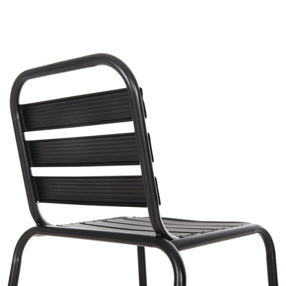 Bar Stool Medium Height Laura Hm6065.03 Metal Frame And Aluminum In Black 58.5x58x104h Cm.