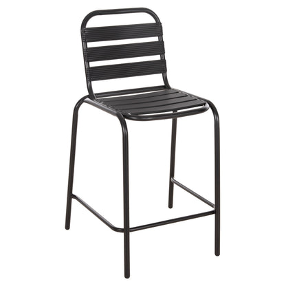 Bar Stool Medium Height Laura Hm6065.03 Metal Frame And Aluminum In Black 58.5x58x104h Cm.
