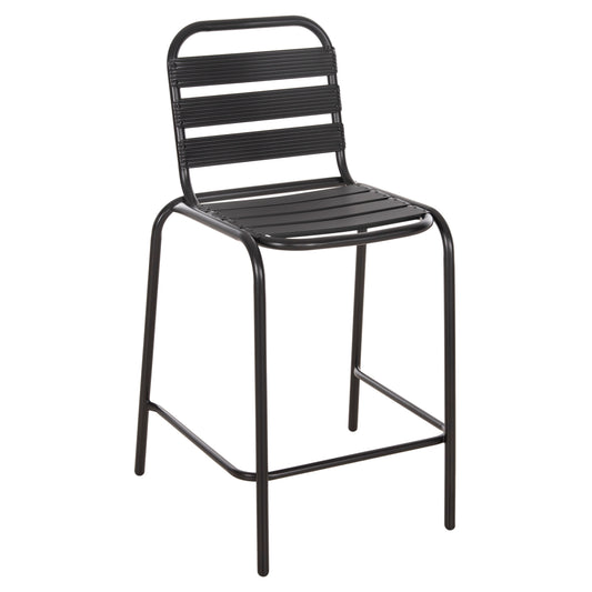 Bar Stool Medium Height Laura Hm6065.03 Metal Frame And Aluminum In Black 58.5x58x104h Cm.