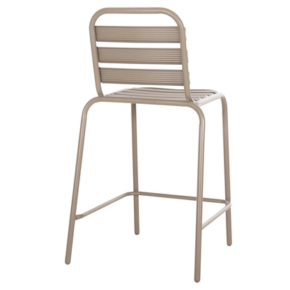 Bar Stool Medium Height Laura Hm6065.04 Metal Frame And Aluminum In Champagne Color 58.5x58x104h