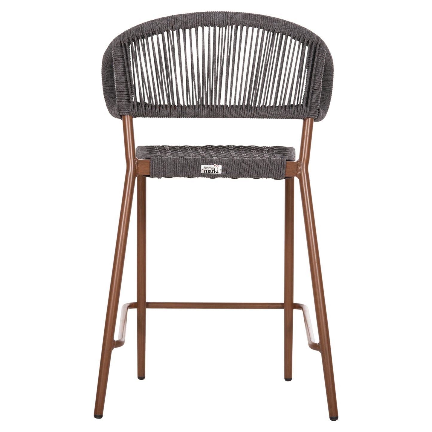 Bar Stool Medium Height Eulo Hm6087.01 Aluminum In Walnut-synthetic Rattan In Grey 60x60x99hcm.