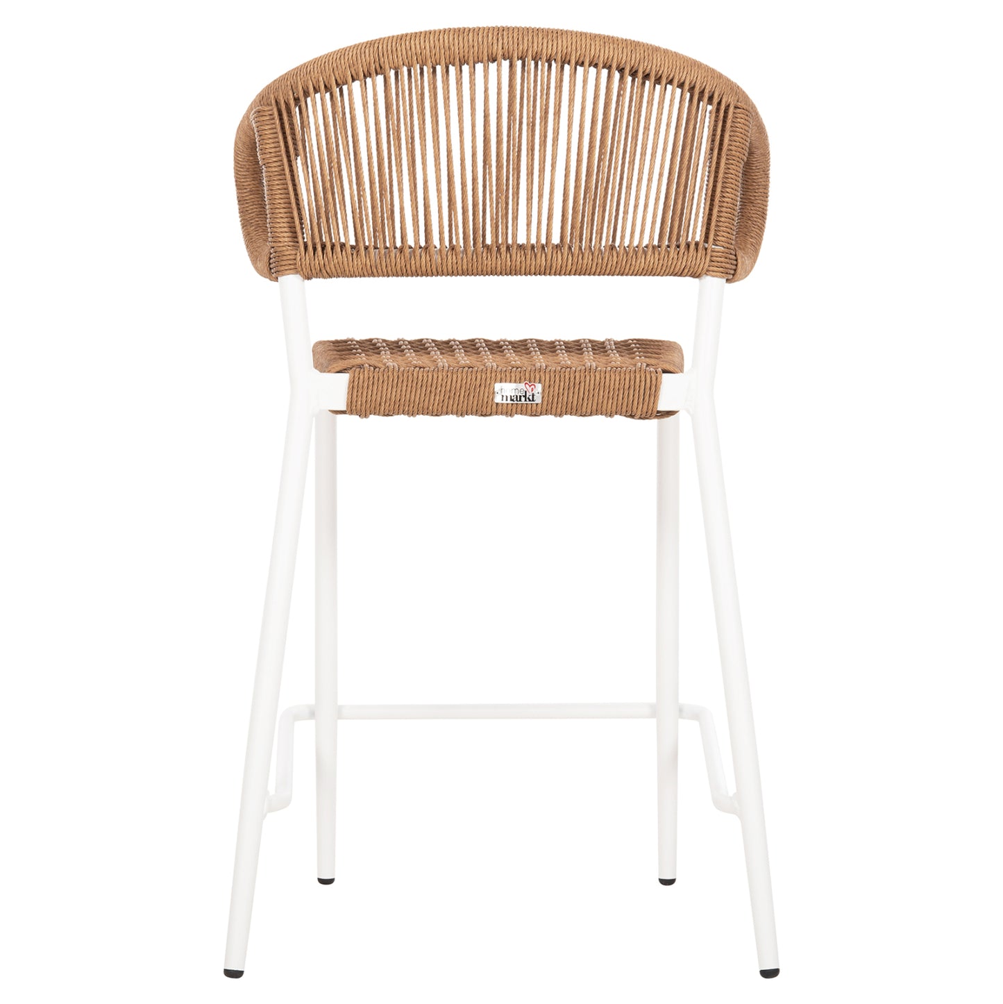 Bar Stool Medium Height Eulo Hm6087.02 Aluminum In White-synthetic Rattan In Beige 60x60x99hcm.