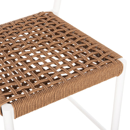 Bar Stool Medium Height Eulo Hm6087.02 Aluminum In White-synthetic Rattan In Beige 60x60x99hcm.