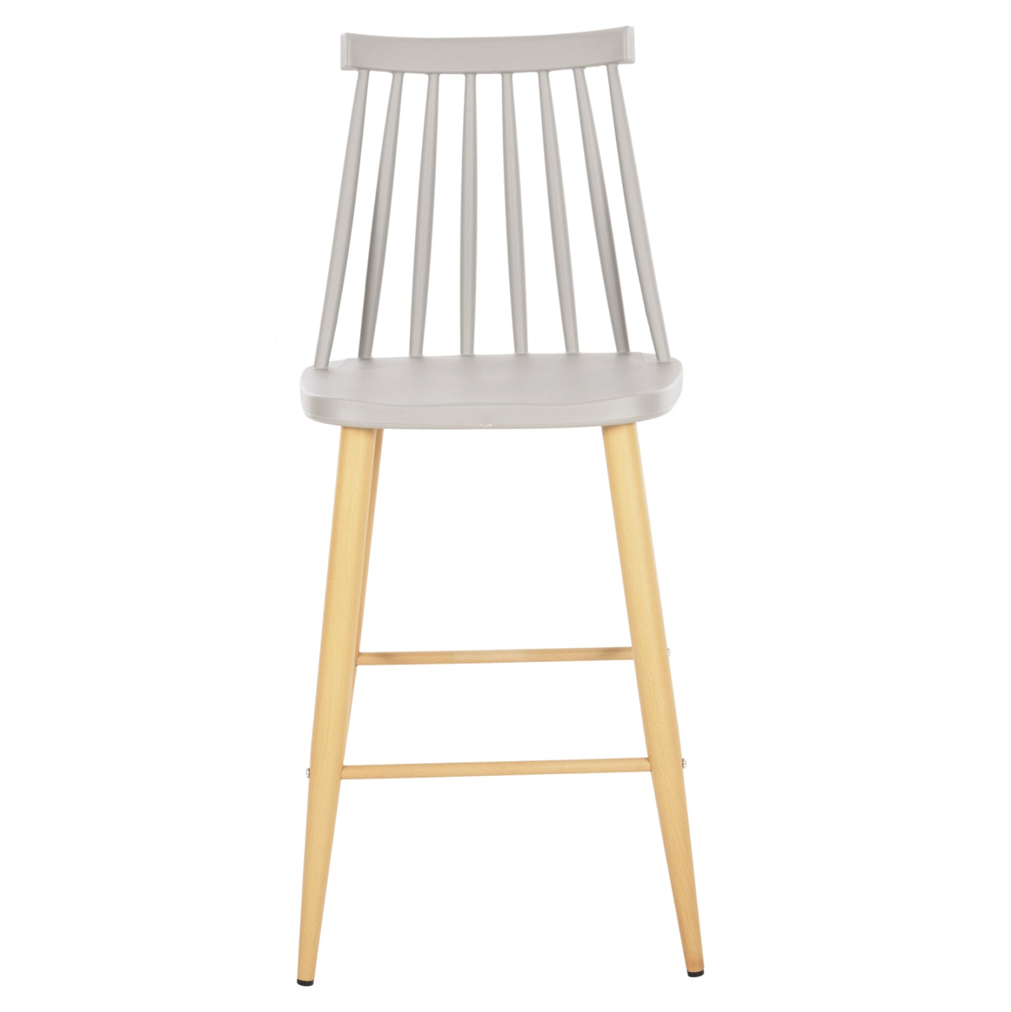 Bar Stool Medium Height Vanessa Hm9300.10 Grey Polypropylene & Metal In Natural Wood 45x48x96hcm.