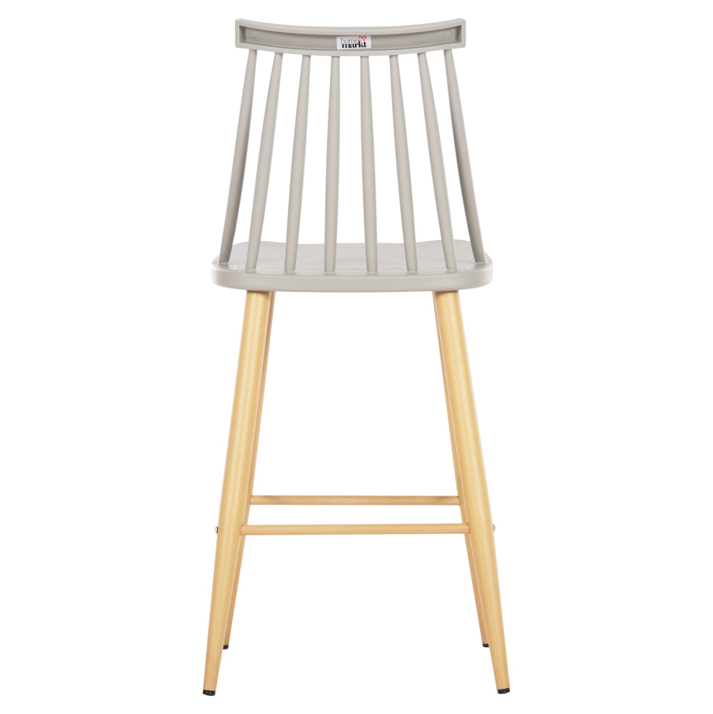 Bar Stool Medium Height Vanessa Hm9300.10 Grey Polypropylene & Metal In Natural Wood 45x48x96hcm.