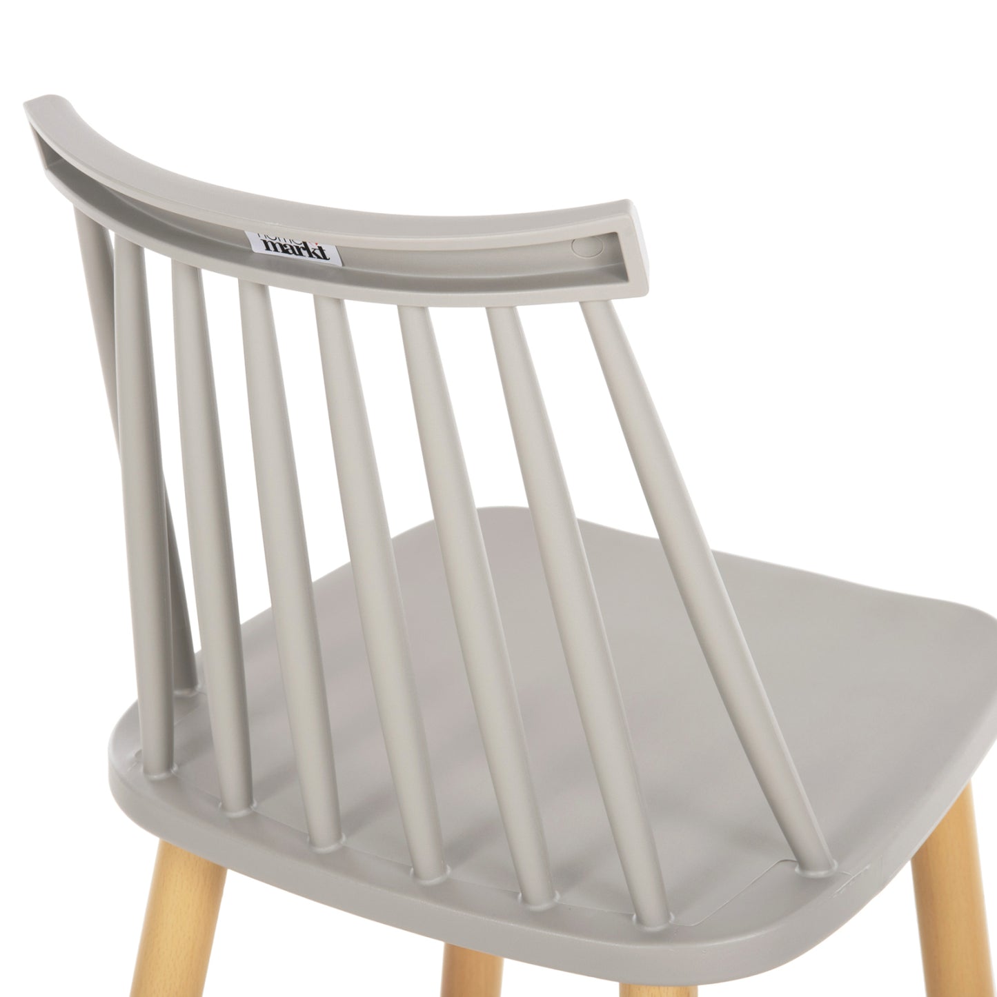 Bar Stool Medium Height Vanessa Hm9300.10 Grey Polypropylene & Metal In Natural Wood 45x48x96hcm.