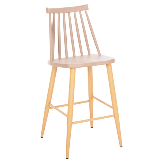 Bar Stool Medium Height Vanessa Hm9300.25 Cappuccino Pp & Metal Legs In Wood Color 45,5x46x97hcm.