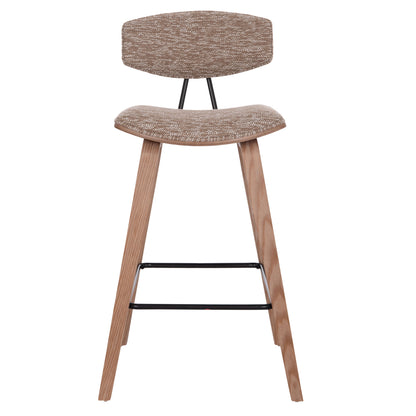 Bar Stool Med.height Inover Hm9984.01 Plywood In Whitewash--brown Fabric 50x48x90hcm.