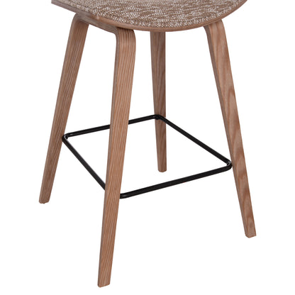 Bar Stool Med.height Inover Hm9984.01 Plywood In Whitewash--brown Fabric 50x48x90hcm.