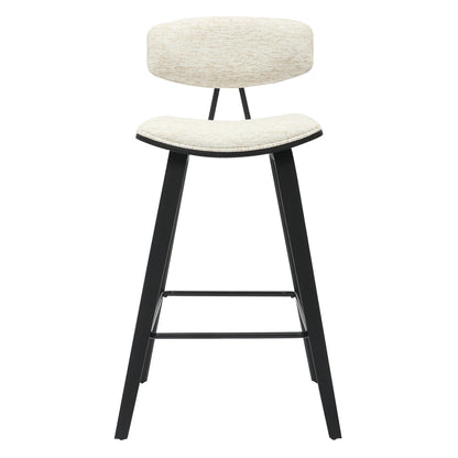 Bar Stool Med.height Inover Hm9984.02 Metal & Plywood-ecru Fabric 50,5x49x90hcm.