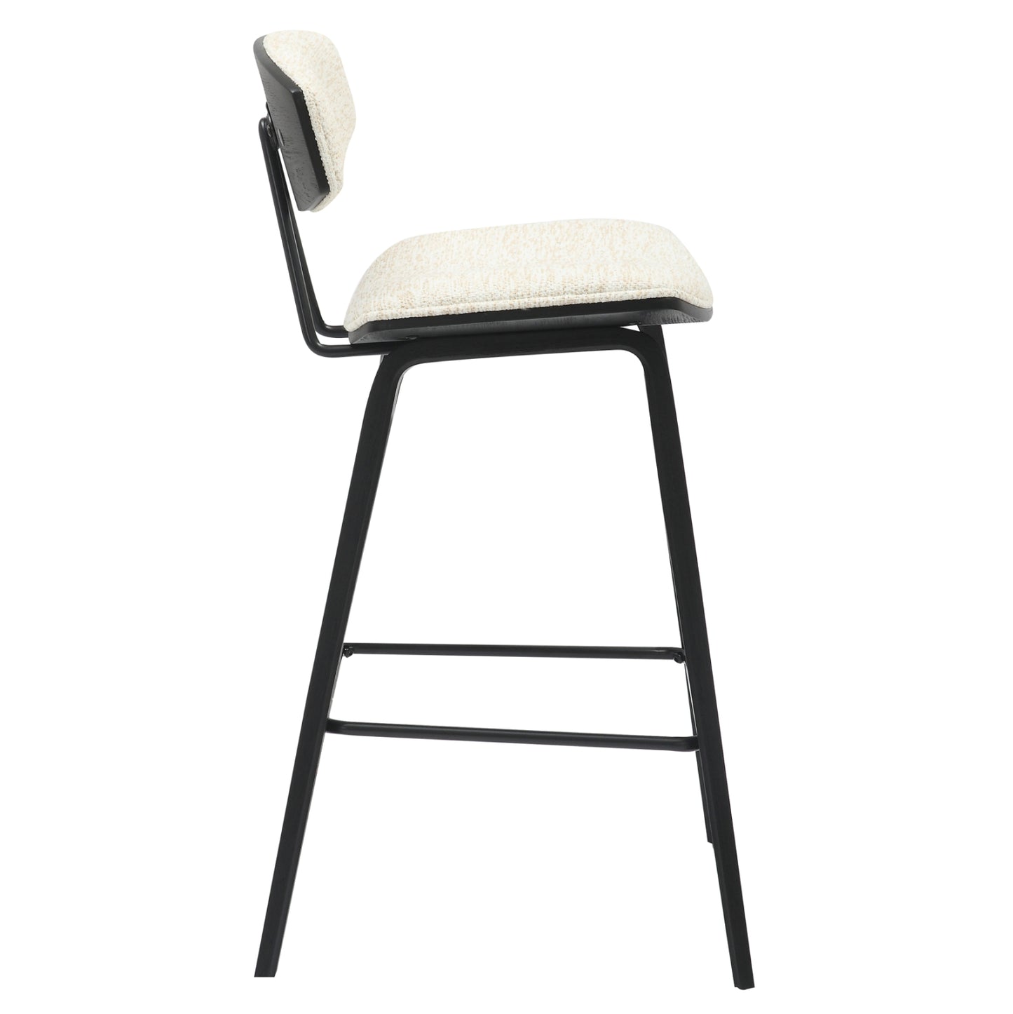 Bar Stool Med.height Inover Hm9984.02 Metal & Plywood-ecru Fabric 50,5x49x90hcm.