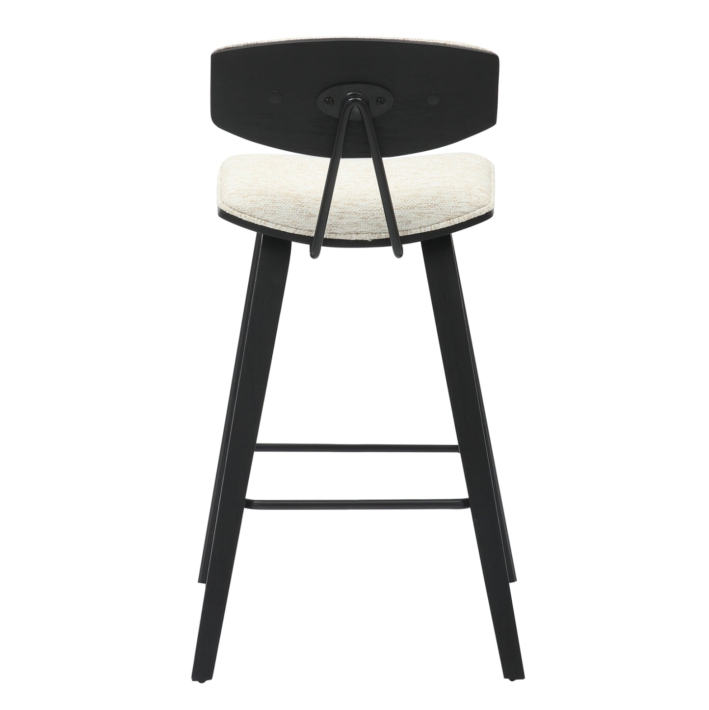 Bar Stool Med.height Inover Hm9984.02 Metal & Plywood-ecru Fabric 50,5x49x90hcm.