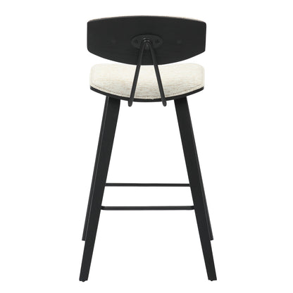 Bar Stool Med.height Inover Hm9984.02 Metal & Plywood-ecru Fabric 50,5x49x90hcm.