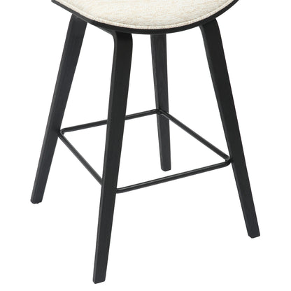 Bar Stool Med.height Inover Hm9984.02 Metal & Plywood-ecru Fabric 50,5x49x90hcm.