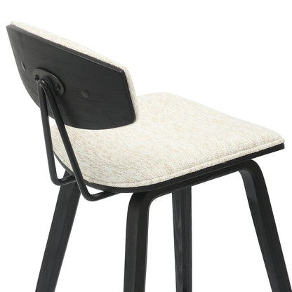 Bar Stool Med.height Inover Hm9984.02 Metal & Plywood-ecru Fabric 50,5x49x90hcm.