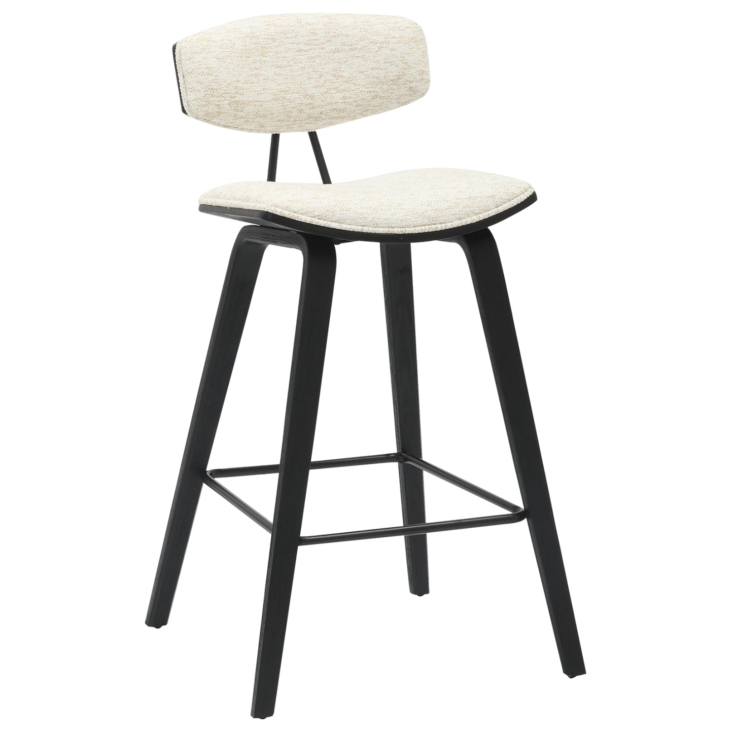 Bar Stool Med.height Inover Hm9984.02 Metal & Plywood-ecru Fabric 50,5x49x90hcm.