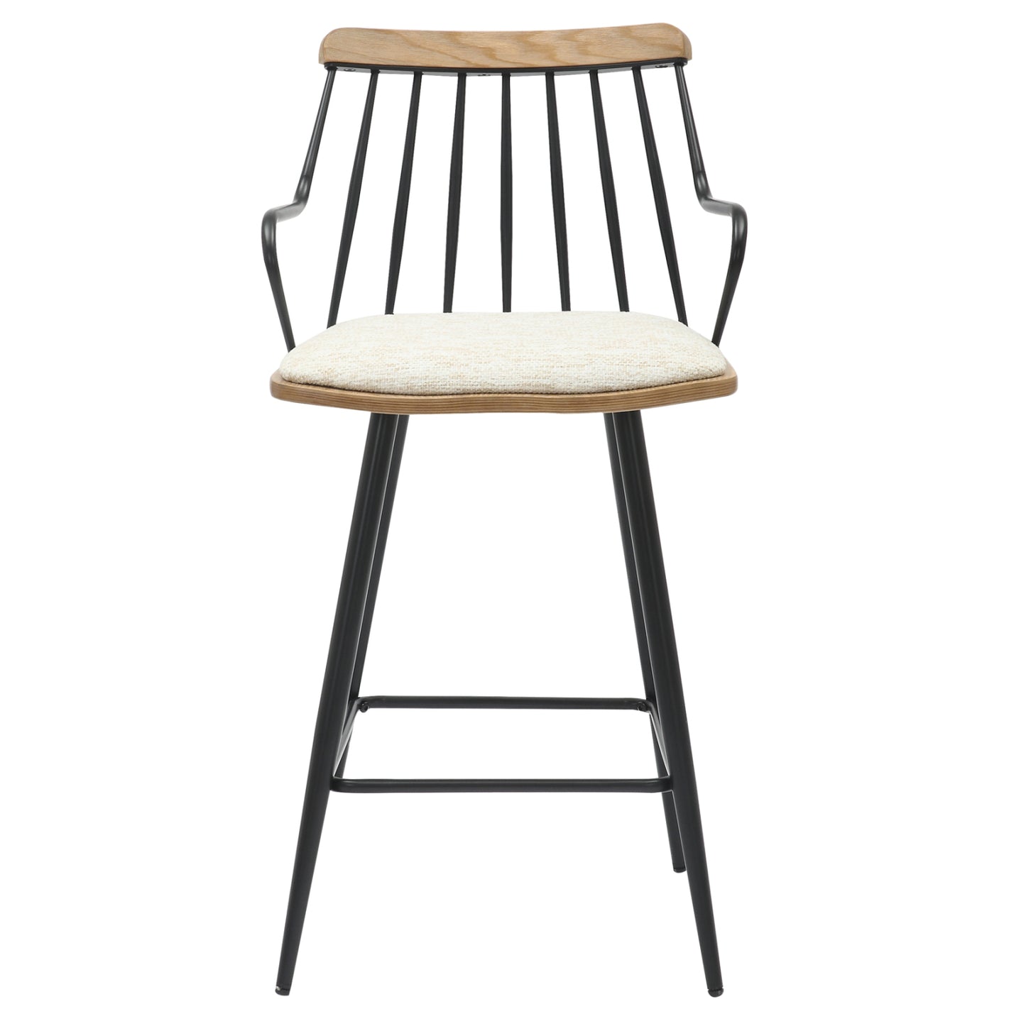 Bar Stool Med.height Judi Hm9985.02 Black Metal-ecru Fabric 48x52x92hcm.