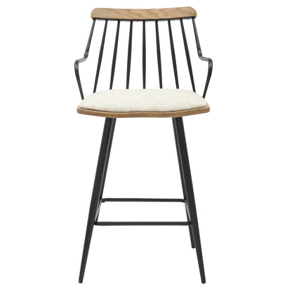 Bar Stool Med.height Judi Hm9985.02 Black Metal-ecru Fabric 48x52x92hcm.
