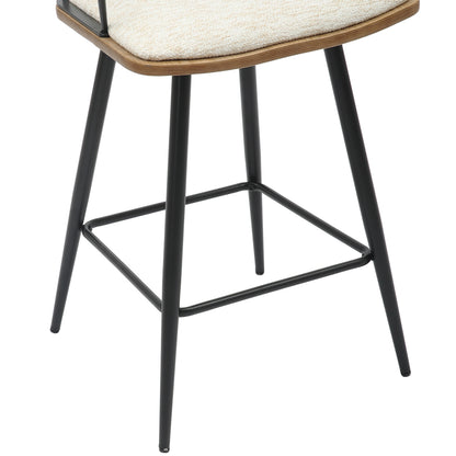 Bar Stool Med.height Judi Hm9985.02 Black Metal-ecru Fabric 48x52x92hcm.