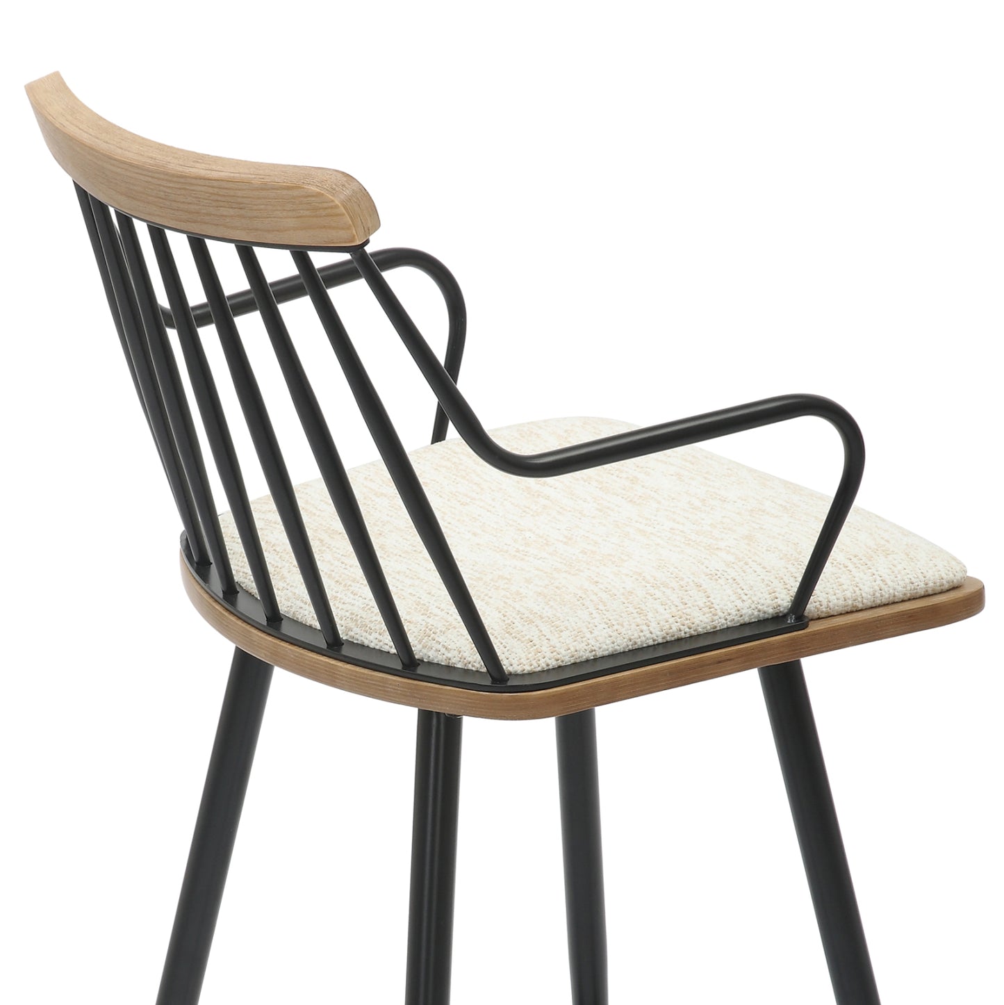 Bar Stool Med.height Judi Hm9985.02 Black Metal-ecru Fabric 48x52x92hcm.