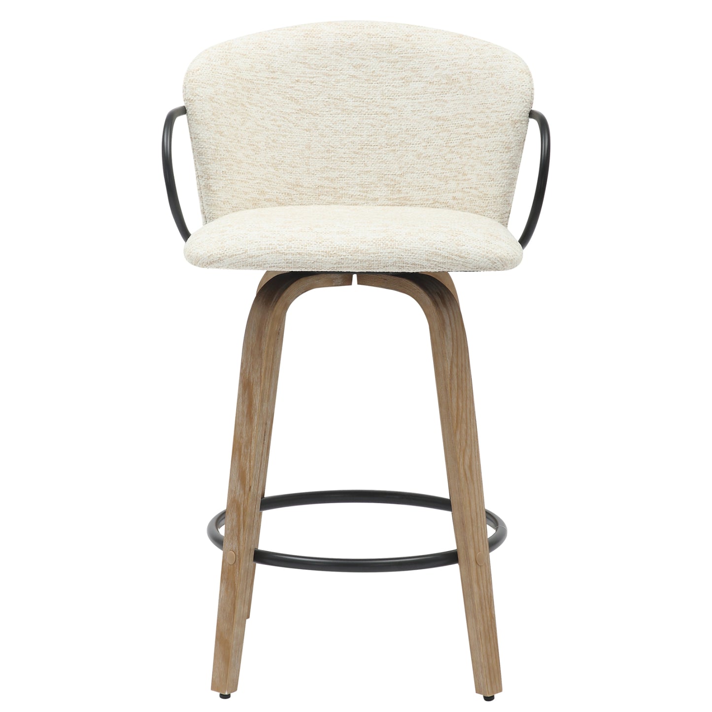 Bar Stool Med.height Nebor Hm9986.01 Plywood Legs-black Metal-ecru Fabric 53,5x51x90hcm.
