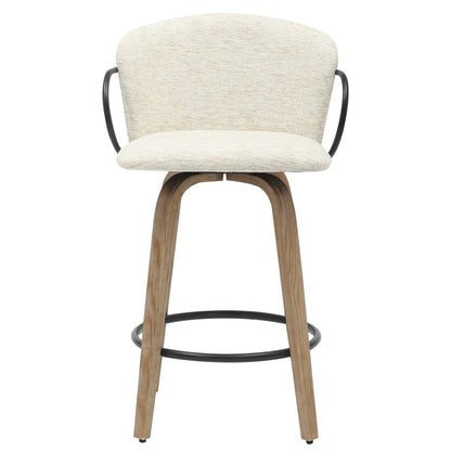 Bar Stool Med.height Nebor Hm9986.01 Plywood Legs-black Metal-ecru Fabric 53,5x51x90hcm.