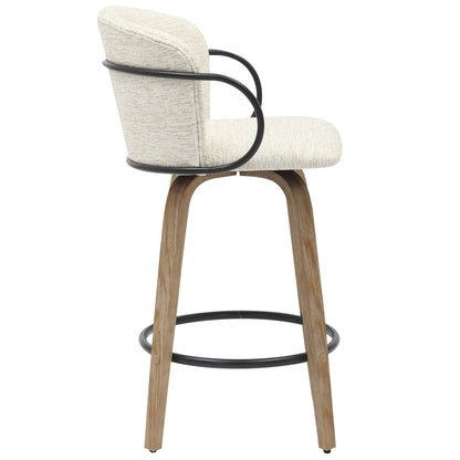 Bar Stool Med.height Nebor Hm9986.01 Plywood Legs-black Metal-ecru Fabric 53,5x51x90hcm.