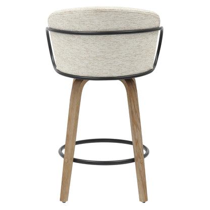 Bar Stool Med.height Nebor Hm9986.01 Plywood Legs-black Metal-ecru Fabric 53,5x51x90hcm.