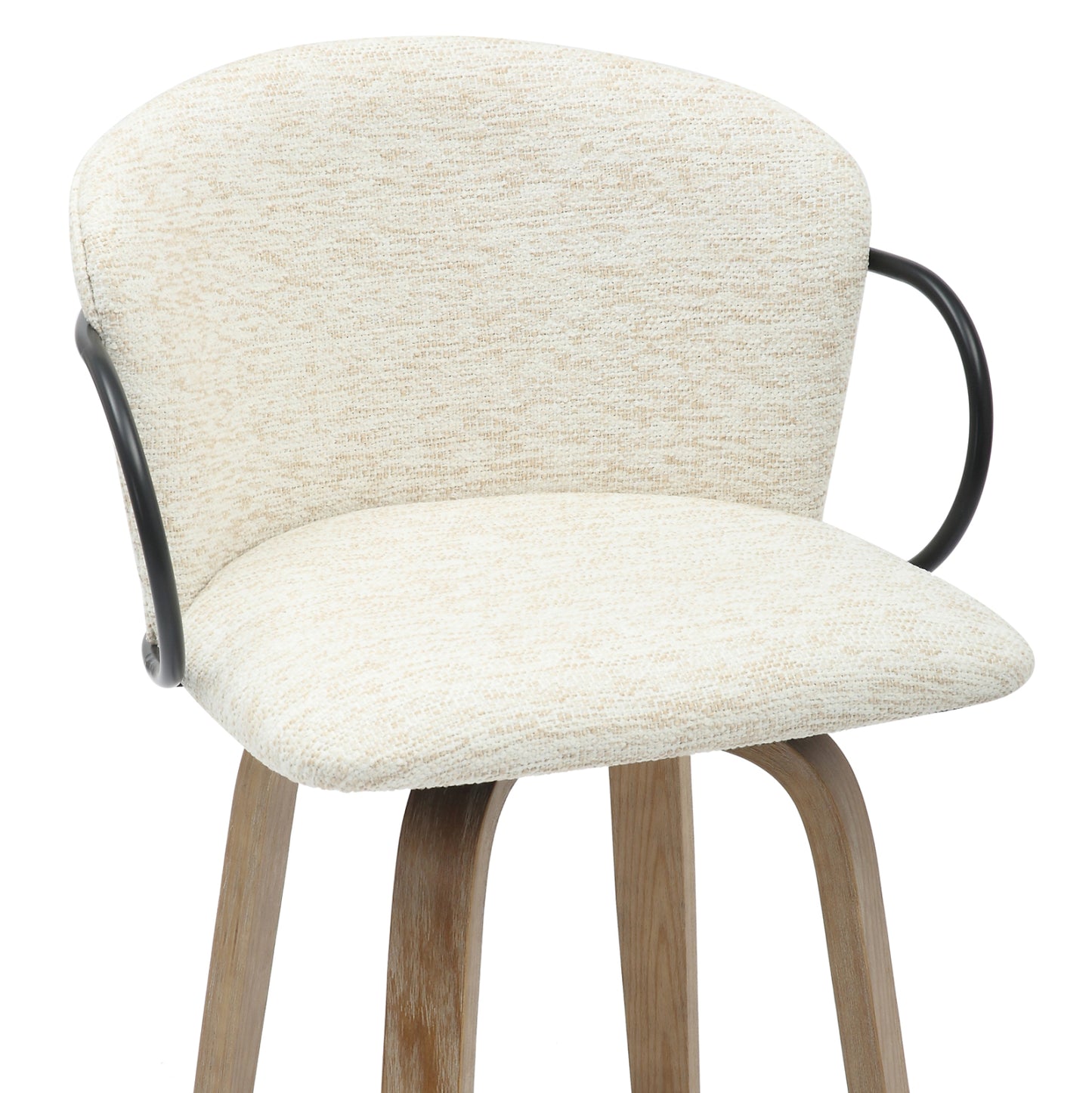 Bar Stool Med.height Nebor Hm9986.01 Plywood Legs-black Metal-ecru Fabric 53,5x51x90hcm.