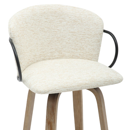 Bar Stool Med.height Nebor Hm9986.01 Plywood Legs-black Metal-ecru Fabric 53,5x51x90hcm.