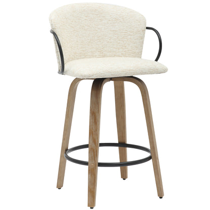 Bar Stool Med.height Nebor Hm9986.01 Plywood Legs-black Metal-ecru Fabric 53,5x51x90hcm.