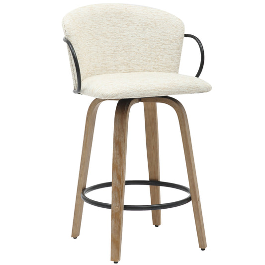 Bar Stool Med.height Nebor Hm9986.01 Plywood Legs-black Metal-ecru Fabric 53,5x51x90hcm.