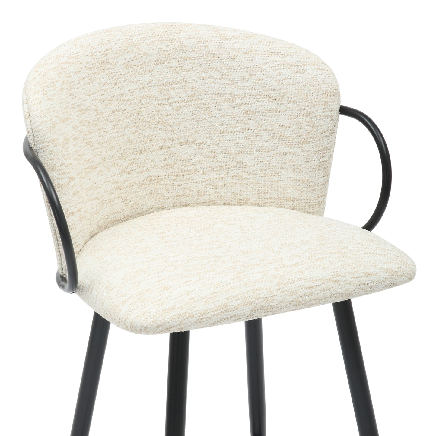 Bar Stool Med.height Nebor Hm9986.02 Black Metal Frame-ecru Fabric 53,5x51x90hcm.