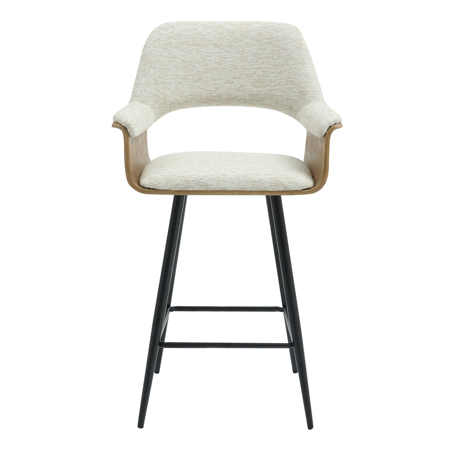 Bar Stool Med.height Clipp Hm9987.02 Black Metal Legs-ecru Fabric 57,5x53x98hcm.