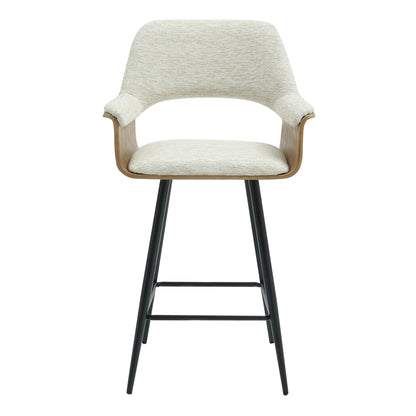 Bar Stool Med.height Clipp Hm9987.02 Black Metal Legs-ecru Fabric 57,5x53x98hcm.
