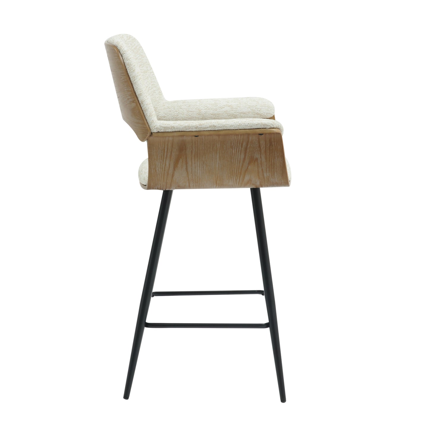 Bar Stool Med.height Clipp Hm9987.02 Black Metal Legs-ecru Fabric 57,5x53x98hcm.
