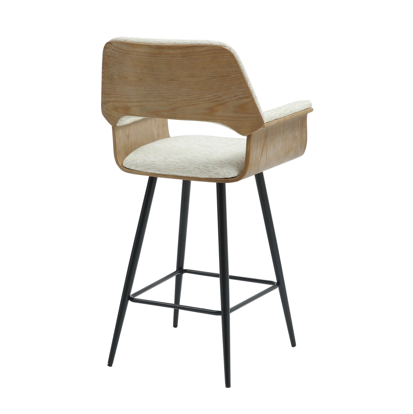 Bar Stool Med.height Clipp Hm9987.02 Black Metal Legs-ecru Fabric 57,5x53x98hcm.